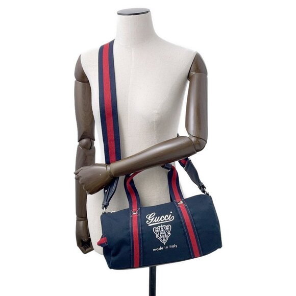 GUCCI Printed Canvas Small Duffle Bag Canvas Dark Blue 816865 - Picture 4 of 16